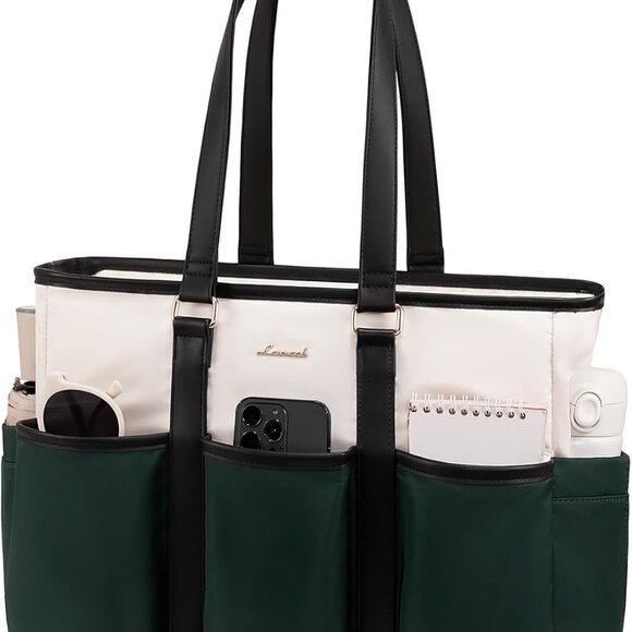 Teacher Nurse Tote Bag for Women Work With Large Cup Holder, 15.6 Inch Laptop Ba - Picture 1 of 9